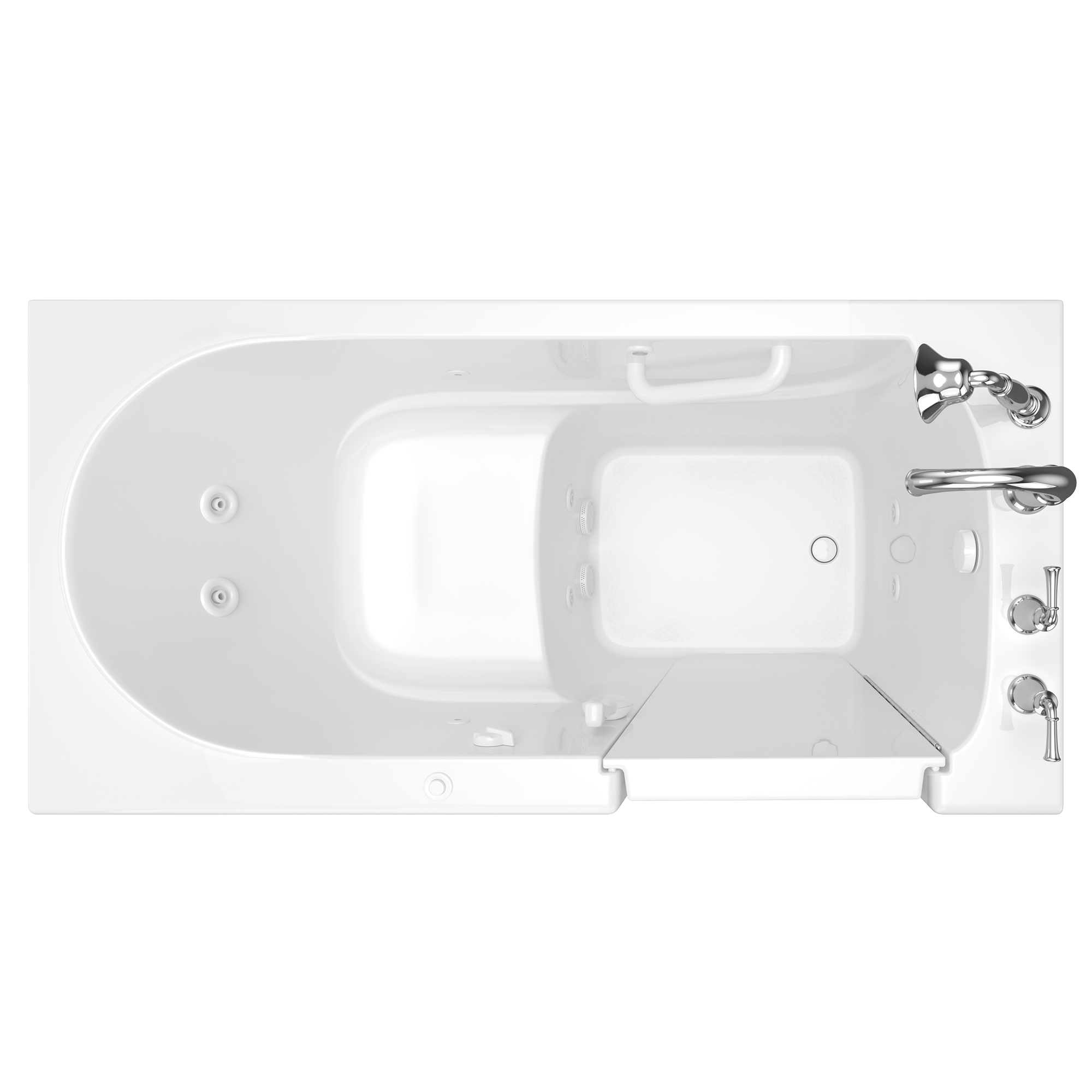 Gelcoat Value Series 30x60 Inch Walk In Bathtub with Whirlpool Massage System   Right Hand Door and Drain WIB WHITE